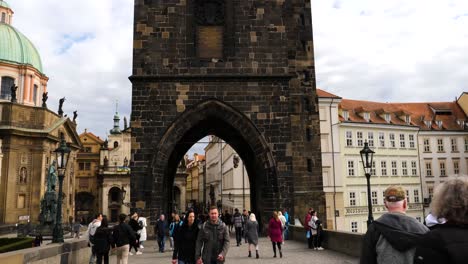 Old-Town-Bridge-Tower,-Charles-Bridge-in-Prague,-Czech-Republic