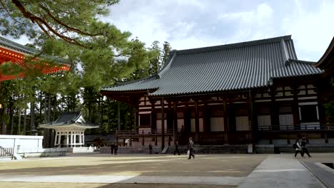 Courtyard-At-Garan-Koyasan's-central-temple-complex-with-view-of-Kondo-Hall-In-background