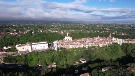 Aerial-orbit-around-famous-village-Zagarolo-in-Italy-on-a-sunny-summer-morning