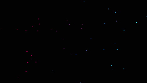 Animación-Abstracta-Y-Decorativa-De-Explosión-De-Partículas-Rojas-Y-Azules-Sobre-Un-Fondo-Negro