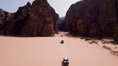Off-Roading-Through-Massive-Rock-Mountains-Of-Tassili-N'Ajjer-National-Park-In-Southeastern-Algeria