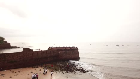 Drone-footage-of-Sinquerim-Fort-in-Goa,-India
