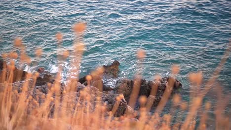 Sea-view-from-a-cliff-with-rocks-and-waves
