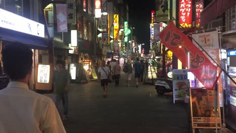 Tiendas-Y-Gente-En-El-Centro-De-Tokio-Por-La-Noche.