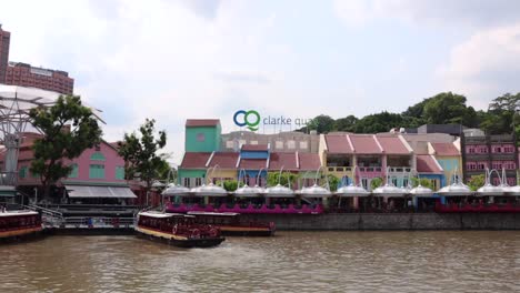 Panning-shot-of-the-front-of-Clarke-Quay