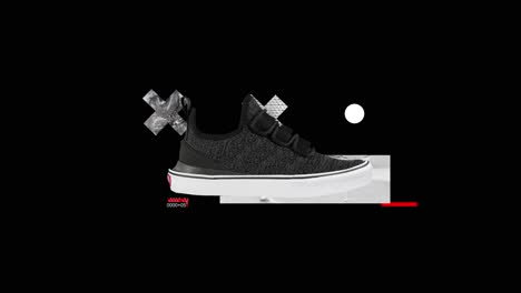 Coole-4K-Glitch-Looping-Animation-Von-Vier-Verschiedenen-Sneaker-Marken,-Die-Sich-Gegenseitig-Schneiden