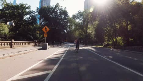 Mit-Dem-Gemieteten-Fahrrad-Durch-Den-Grünen-Central-Park-In-New-York-City