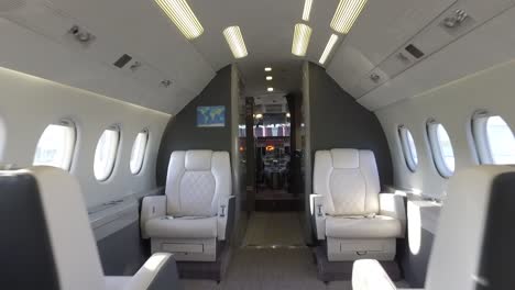 Smooth-pans-shots-through-interior-of-a-Refurbished-Dassault-Falcon