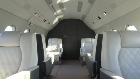 Smooth-pans-and-travelling-shots-through-interior-of-a-Refurbished-Dassault-Falcon
