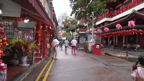 Eine-Friedliche-Straße-In-Chinatown,-Singapur