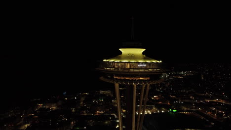 Aerial-view:-Space-Needle-during-night