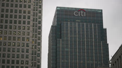 Medium-Close-Up-Shot-of-Citi-Headquarters-Canary-Wharf-London-UK