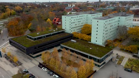 Vertical-panning-drone-footage-of-Stockholm-University