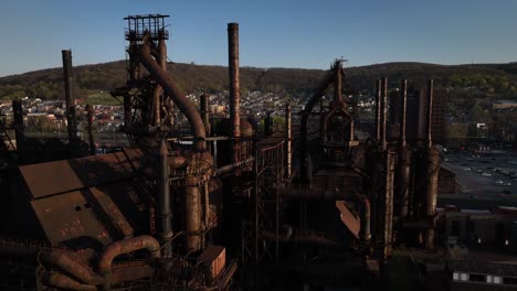 An-aerial-view-of-the-Bethlehem-steel-stacks-on-a-sunny-afternoon
