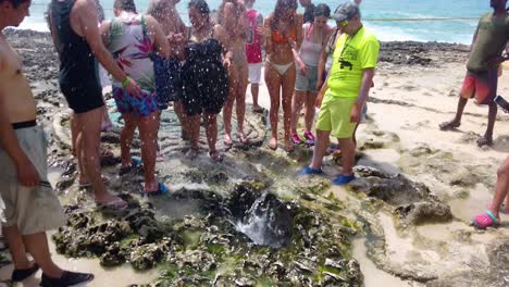 Tourist-Attraction-With-Natural-Phenomenon,-Blowhole-On-San-Andres-Island,-Colombia