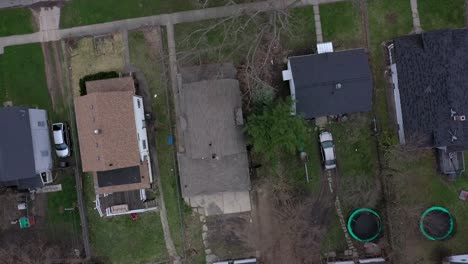 Aerial-View-Of-Poor-Neighbourhood-In-Michigan,-Detroit