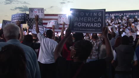 A-large-Democrat-crowd-wave-banners-in-celebration-at-a-Moving-America-Forward-rally-attended-by-President-Barack-Obama-at-Orr-Middle-School-in-Las-Vegas