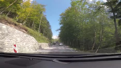 Driving-on-the-mountain-road-that-is-under-repair