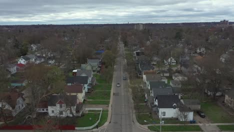 Aerial-View-Of-Poor-Neighbourhood-In-Michigan,-Detroit