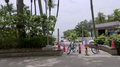 Ankunft-Sentosa-Island-Park-Restaurants-Zone-In-Singapur-Reiseaufnahme-Bach-Hintergrund-Meer