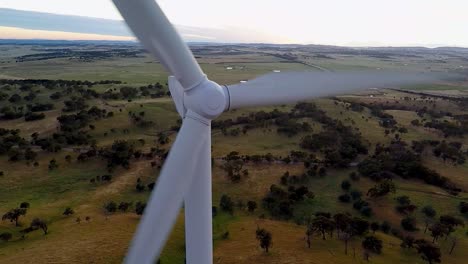 wind-turbine-up-close,-turning-with--the-wind