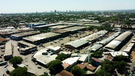 Aerial-view-of-the-central-market-in-the-capital-city-of-Asuncion-Paraguay,-"Mercado-de-abasto