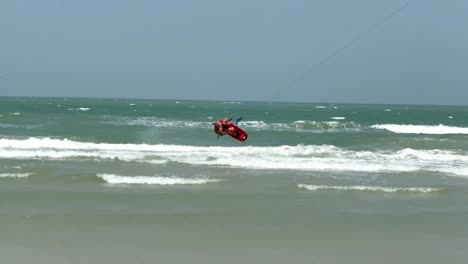 Person-Kite-Surfing-on-Gulf-of-Thailand-in-Hua-Hin,-Thailand