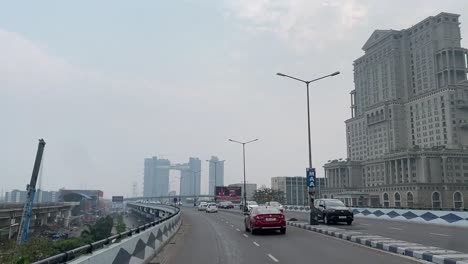 POV-shot-of-Maa-Flyover-with-view-of-Atmosphere-and-ITC-Royal-Bengal