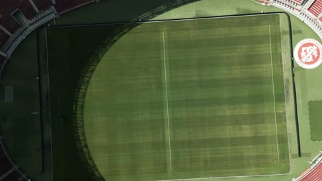 Beira-Rio-Stadium-soccer-field-top-down-aerial-view-over-interior-green-football-field-club-ground