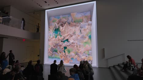 Large-Abstract-3D-Colourful-Wall-Display-Art-Being-Admired-By-Visitors-At-MOMA-In-New-York-City