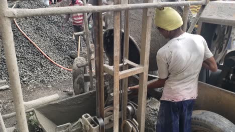 -Ready-mixed-concrete-unloading-into-a-huge-wheelbarrow-at-the-construction-site