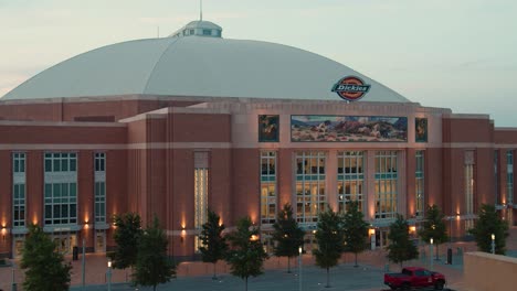 Dickies-Arena-downtown-Fort-Worth-Texas-Rodeo-facility-and-concert-venue-wide-establishing-shot-b-roll