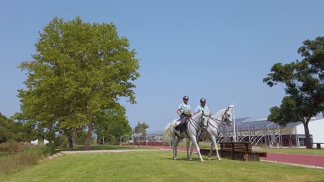 Two-Portuguese-National-Guard-officers-patrol-Silves-Park-on-horseback