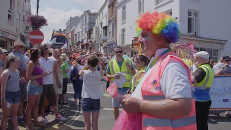 Support-staff-at-the-Pride-parade-on-Isle-of-White-2018-with-the-crowd-in-the-background