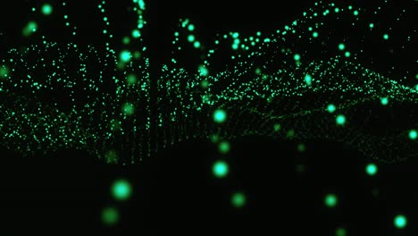 Neongrüne-Staubpartikel-Bewegen-Sich-Wie-Eine-Welle-Im-Dunklen-Raum
