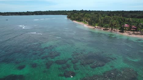 Strand-Von-Boca-Del-Drago,-Bocas-Del-Toro,-Panama_Drohnenaufnahme