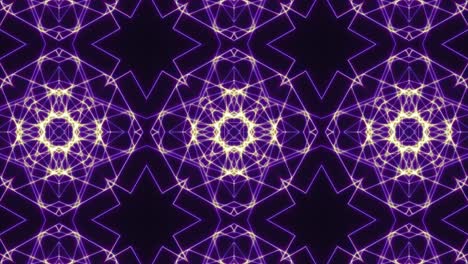 Sacred-Geometry,-Purple-Kaleidoscope-Pattern,-Morphing-Shape,-Party-Visuals,-Seamless-VJ-Loop