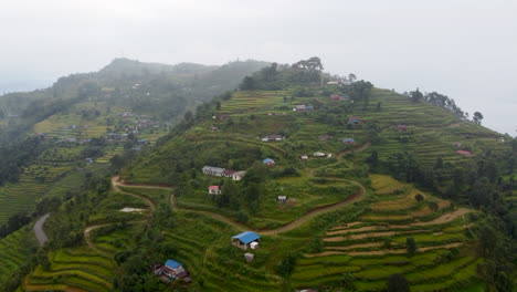 Reisterrassen-Auf-Nebligen-Bergen-In-Nepal