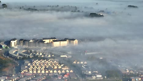 Aerial-View-Over-Puerto-Montt-Neighbourhoods-With-Morning-Mist