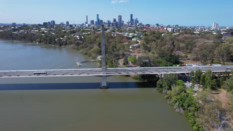 Eleanor-Schonell-Bridge-Across-Brisbane-River-In-Queensland,-Australia