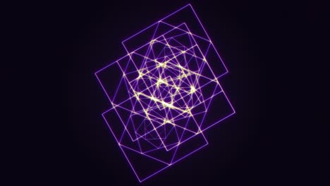 Sacred-Geometric-Squares,-Purple,-Glowing,-Rotating,-Trippy,-Party,-Seamless-VJ-Loop