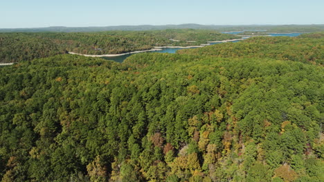Lebendiger,-üppiger-Wald-Im-Herbst-In-Eagle-Hollow,-Arkansas,-USA-–-Drohnenaufnahme