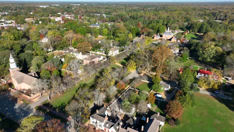 High-aerial-view-of-Colonial-Williamsburg-buildings