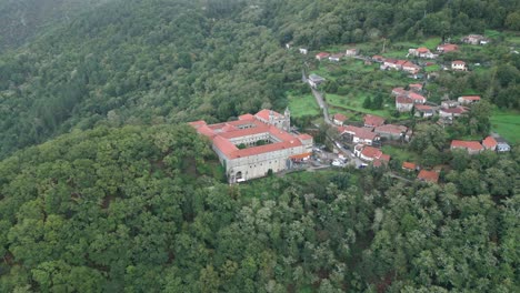 Drone-Footage-Of-Sil-Canyon-And-Santo-Estevo-Monastery-Surroundings,-Spain