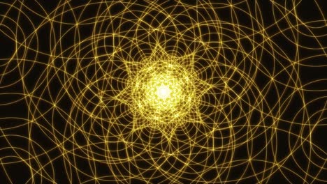 Multiplying-Circular-Sacred-Geometry,-Glowing-YellowSeamless,-VJ-Loop