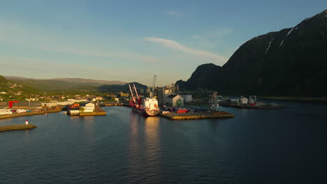 Commercial-port-and-Helgeland-Industrial-Park,-Northern-Norway
