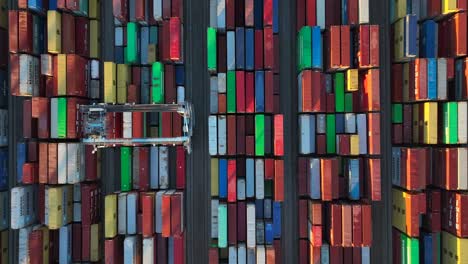 Colorful-shipping-containers-with-a-crane-at-a-cargo-port-in-USA