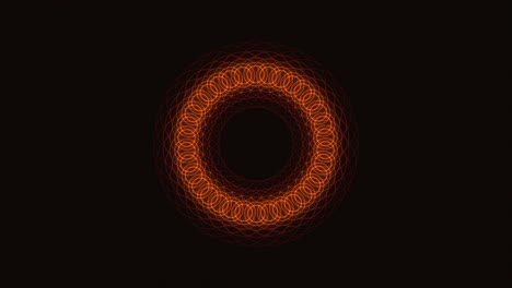 Sich-Drehende-Heilige-Geometrische-Kreise,-Leuchtend-Orange,-Nahtlos,-VJ-Schleife
