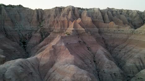 A-4K-drone-shot-of-the-sharply-eroded-buttes-in-Badlands-National-Park,-near-Rapid-City-in-Southwestern-South-Dakota,-U