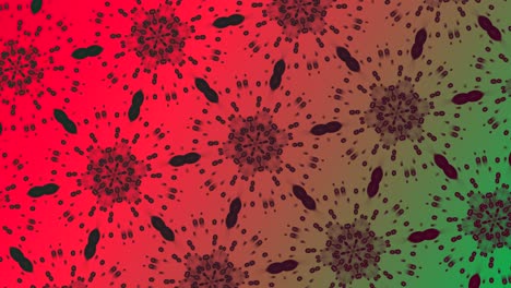 Kaleidoscope-motion-graphic-2D-animation-pattern-geometric-mirror-visual-effect-optical-illusion-reflection-linear-vector-shape-background-4K-green-red